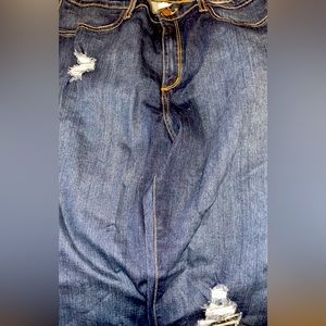 Dark wash distressed jeans